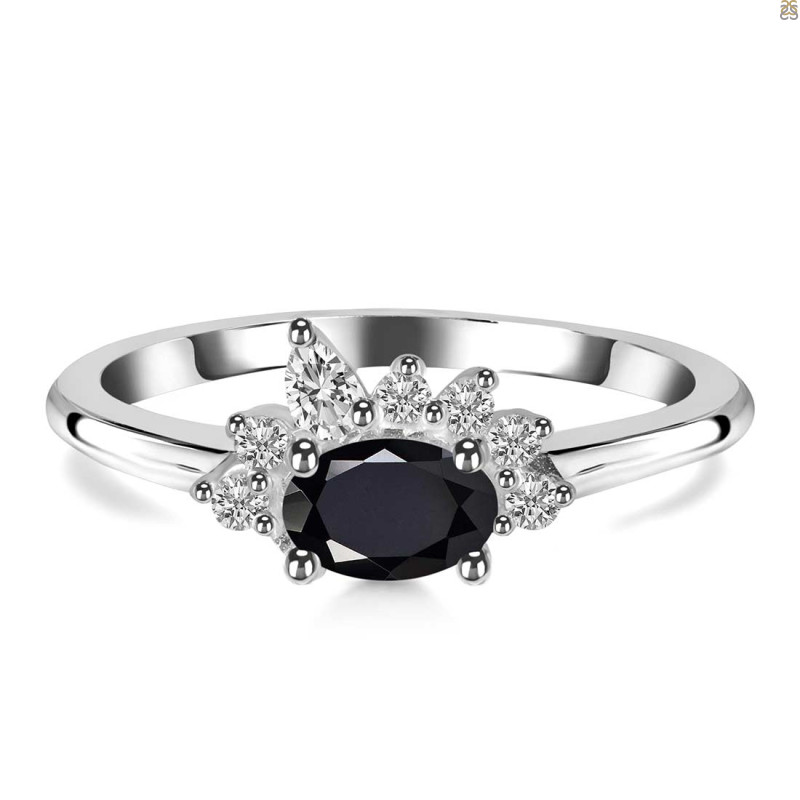 Black Tourmaline & White Topaz Ring BLS-RDR-2418.