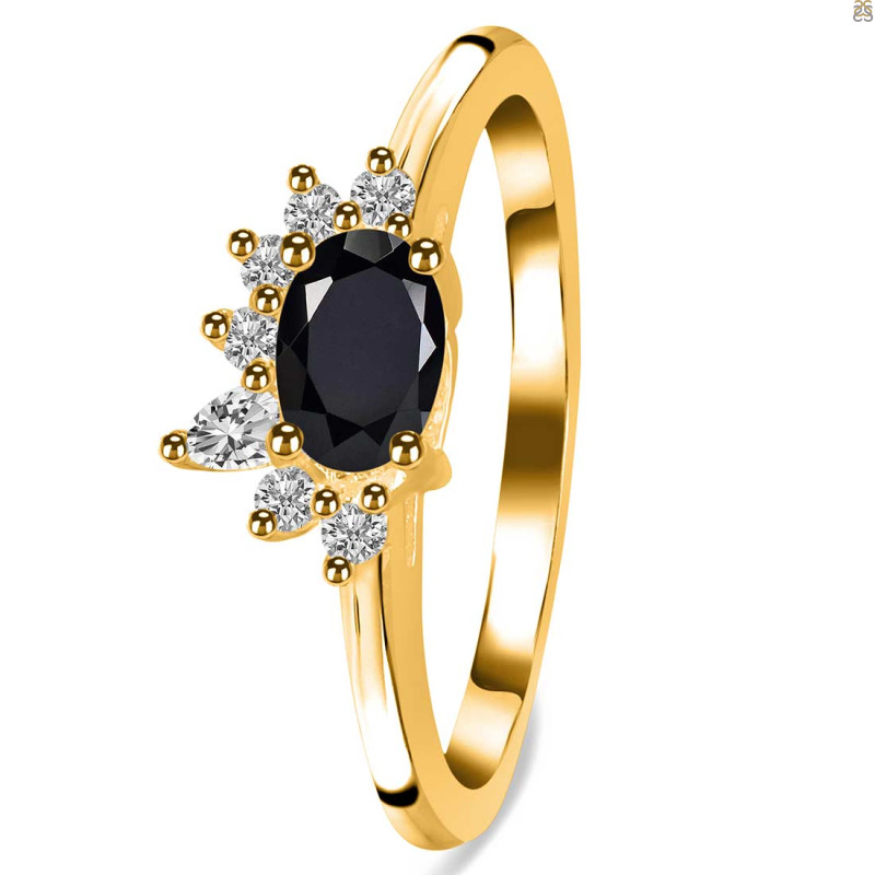 Black Tourmaline & White Topaz Ring BLS-RDR-2418.