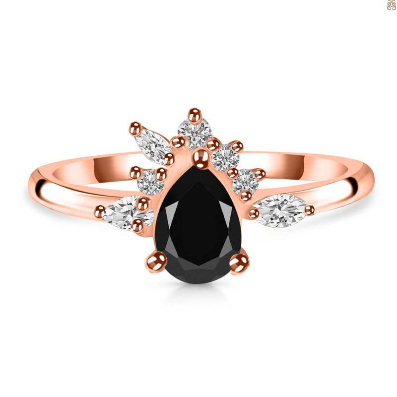 Black Tourmaline & White Topaz Ring BLS-RDR-2431.