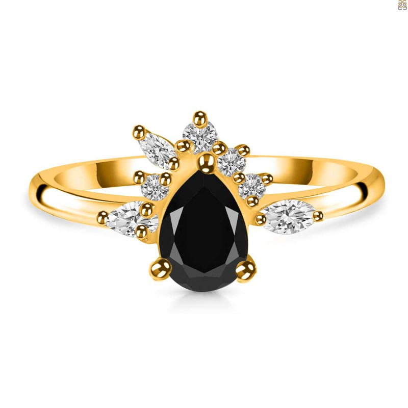 Black Tourmaline & White Topaz Ring BLS-RDR-2431.