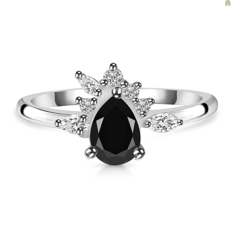 Black Tourmaline & White Topaz Ring BLS-RDR-2431.