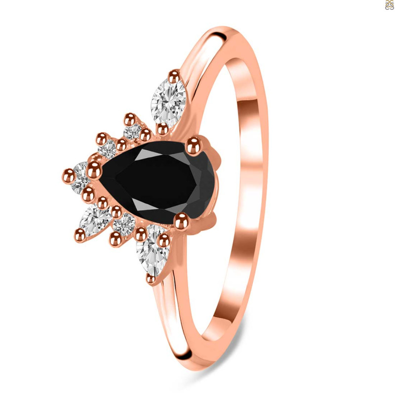Black Tourmaline & White Topaz Ring BLS-RDR-2431.