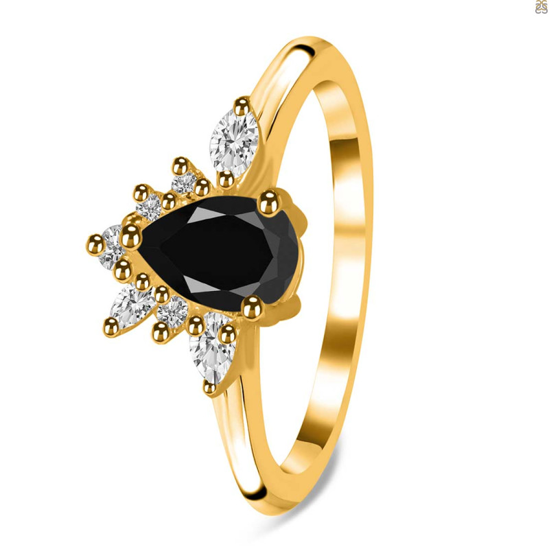 Black Tourmaline & White Topaz Ring BLS-RDR-2431.