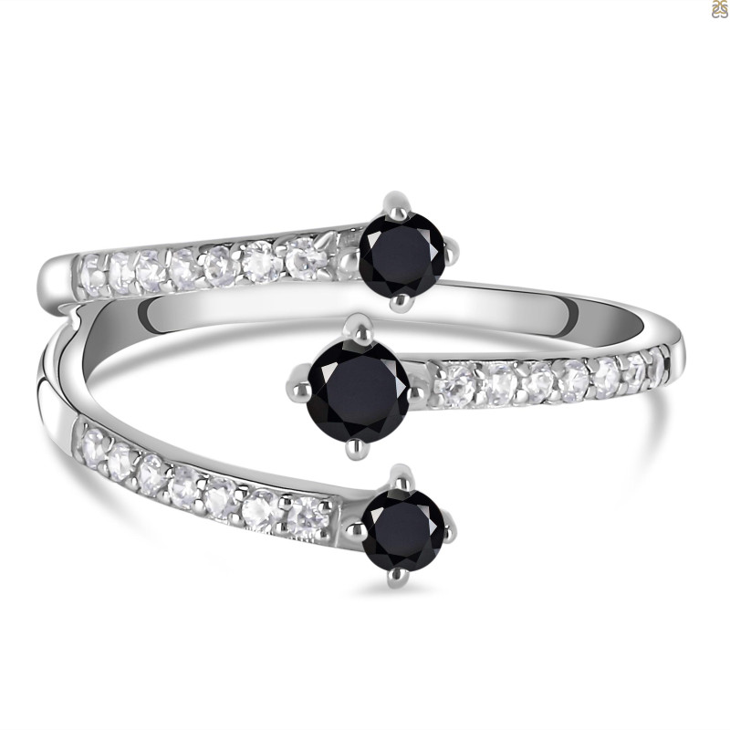 Black Tourmaline & White Topaz Ring BLS-RDR-2520.