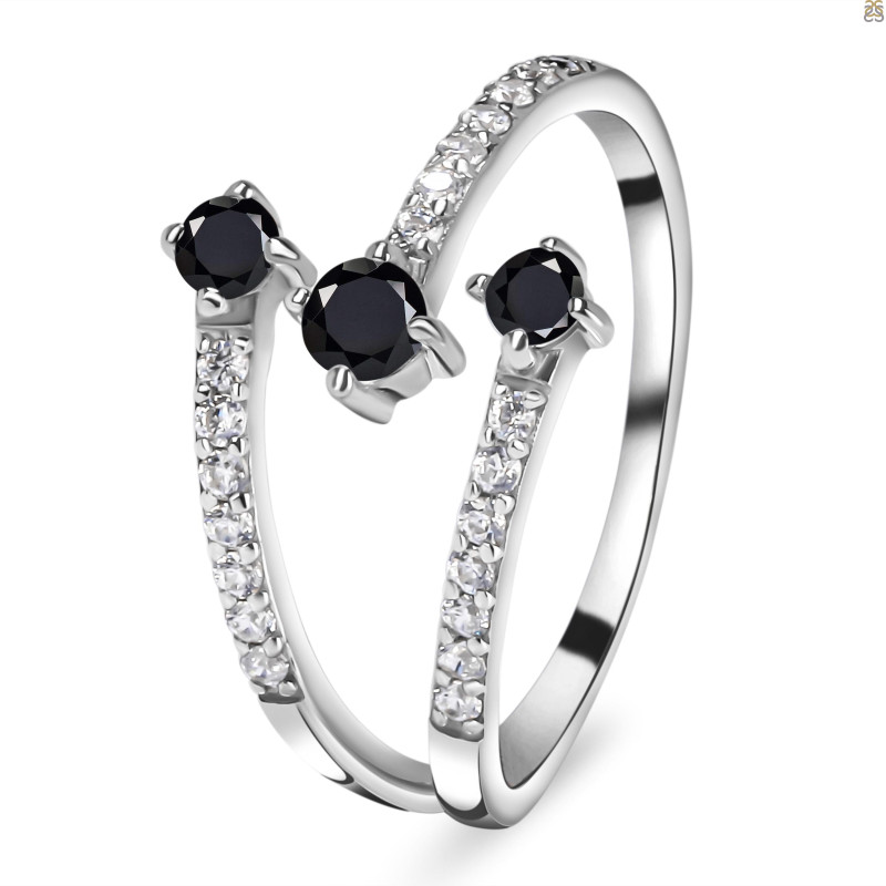 Black Tourmaline & White Topaz Ring BLS-RDR-2520.