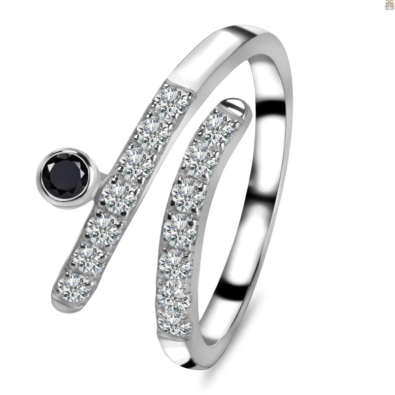 Black Tourmaline & White Topaz Ring BLS-RDR-2526.