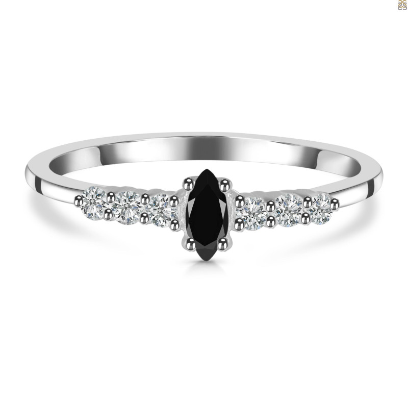 Black Tourmaline & White Topaz Ring BLS-RDR-2532.