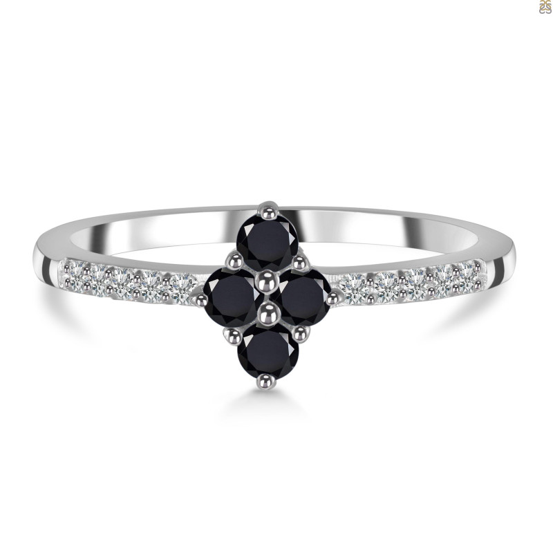 Black Tourmaline & White Topaz Ring BLS-RDR-2534.