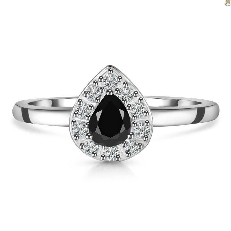 Black Tourmaline & White Topaz Ring BLS-RDR-2535.