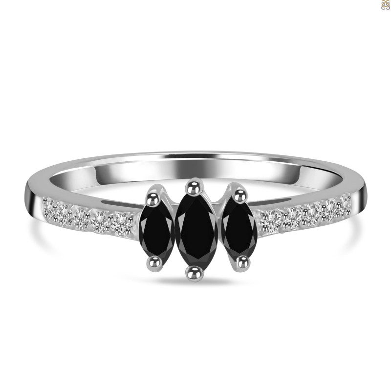 Black Tourmaline & White Topaz Ring BLS-RDR-2540.
