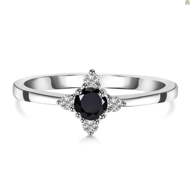 Black Tourmaline & White Topaz Ring BLS-RDR-2541.