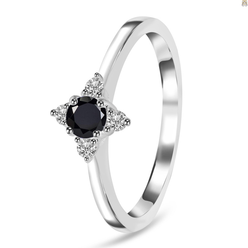 Black Tourmaline & White Topaz Ring BLS-RDR-2541.