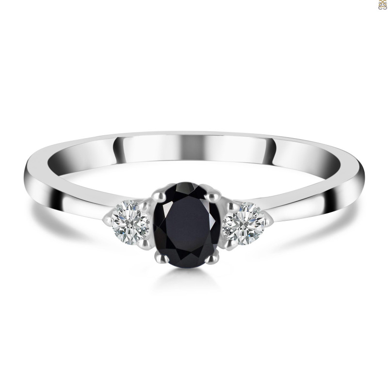 Black Tourmaline & White Topaz Ring BLS-RDR-2542.