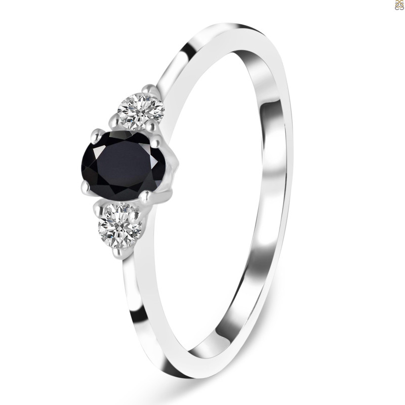 Black Tourmaline & White Topaz Ring BLS-RDR-2542.