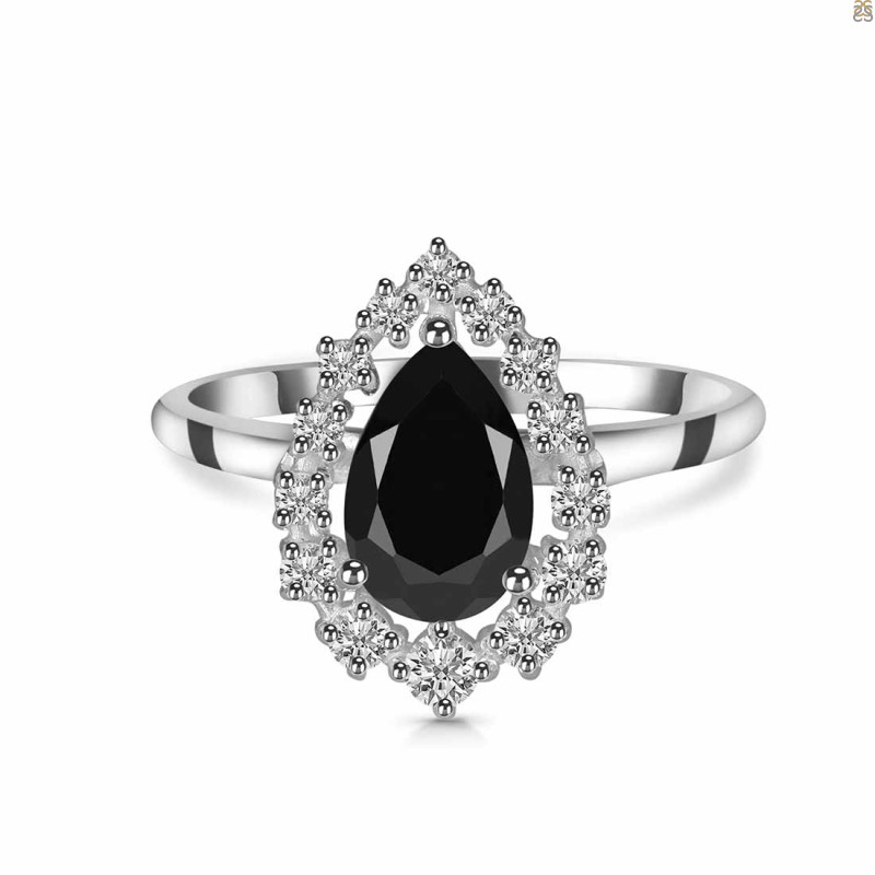 Black Tourmaline & White Topaz Ring BLS-RDR-2770.