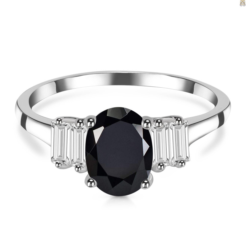 Black Tourmaline & White Topaz Ring BLS-RDR-2861.