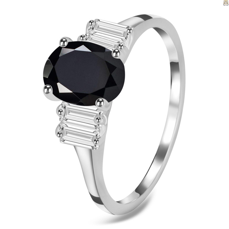 Black Tourmaline & White Topaz Ring BLS-RDR-2861.