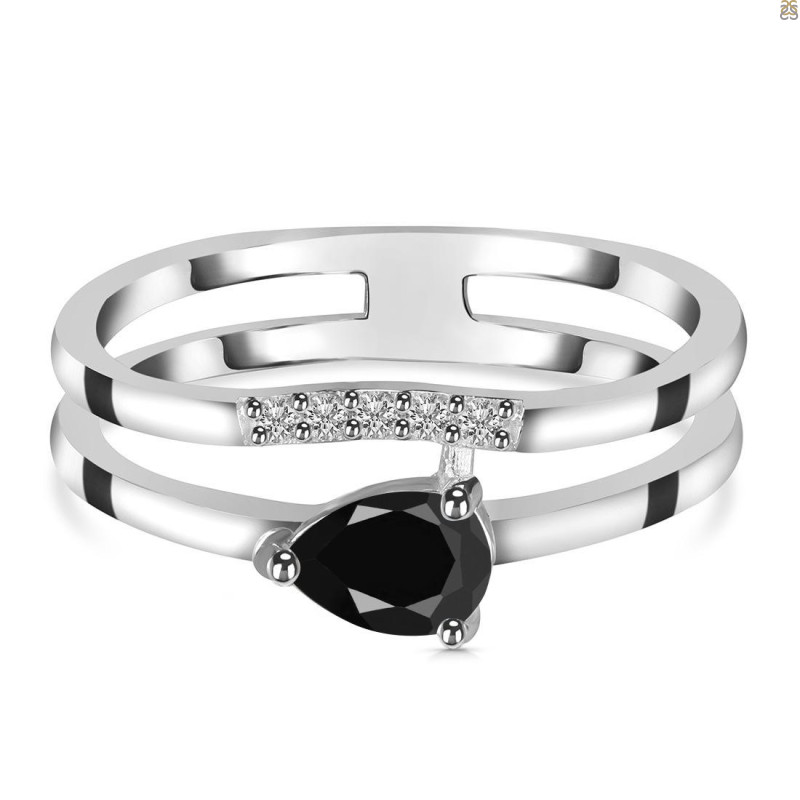 Black Tourmaline & White Topaz Ring BLS-RDR-2862.