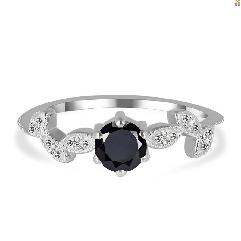 Black Tourmaline & White Topaz Ring BLS-RDR-2981.