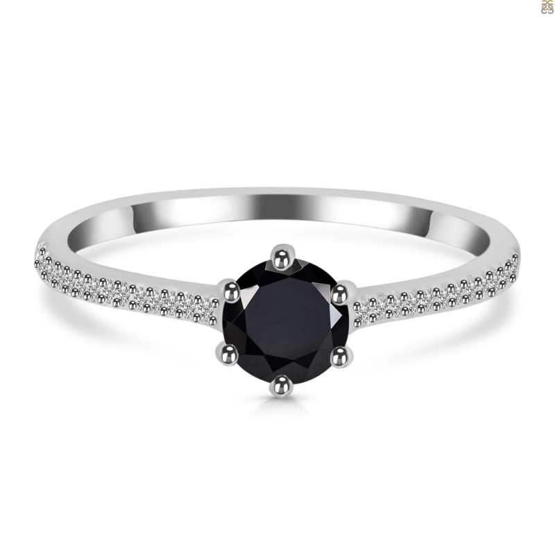 Black Tourmaline & White Topaz Ring BLS-RDR-3143.