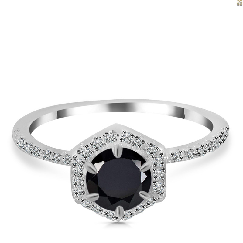 Black Tourmaline & White Topaz Ring BLS-RDR-3146.