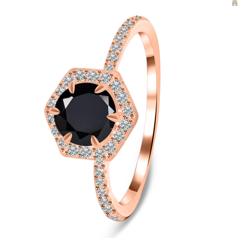Black Tourmaline & White Topaz Ring BLS-RDR-3146.