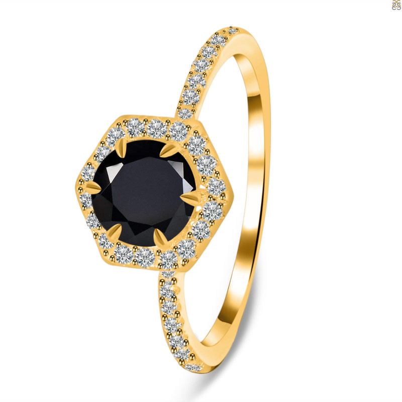 Black Tourmaline & White Topaz Ring BLS-RDR-3146.