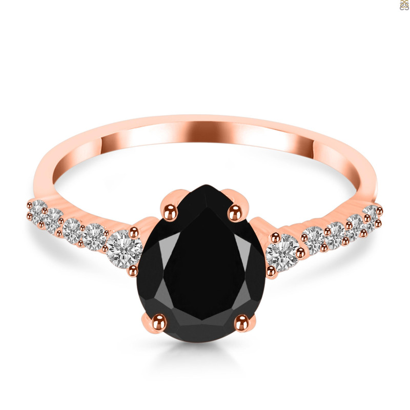 Black Tourmaline & White Topaz Ring BLS-RDR-3148.