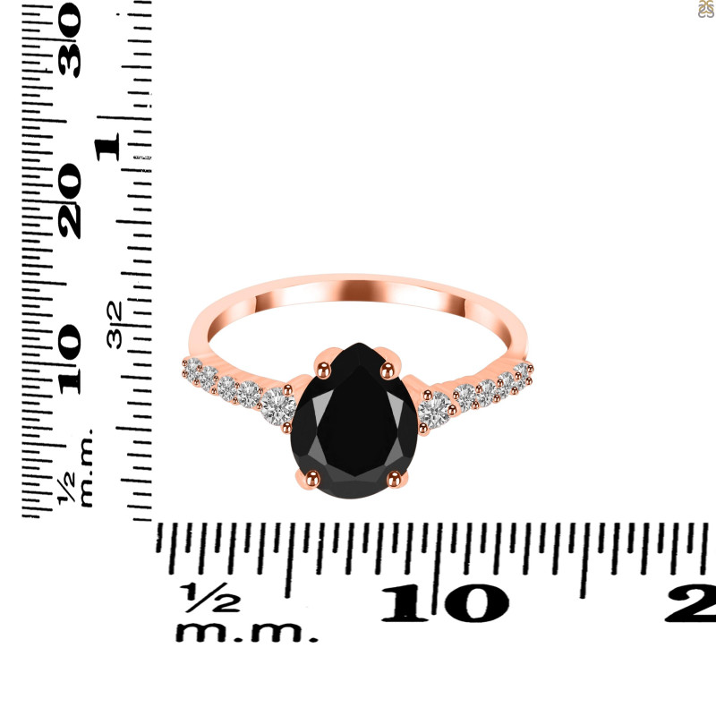 Black Tourmaline & White Topaz Ring BLS-RDR-3148.