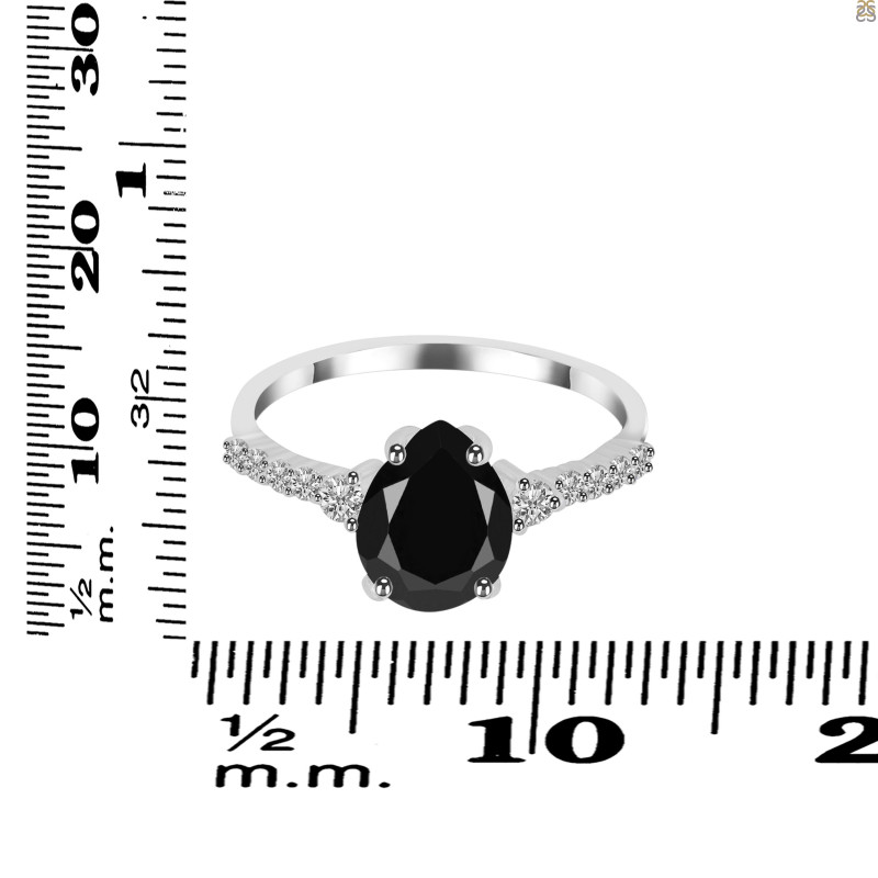 Black Tourmaline & White Topaz Ring BLS-RDR-3148.