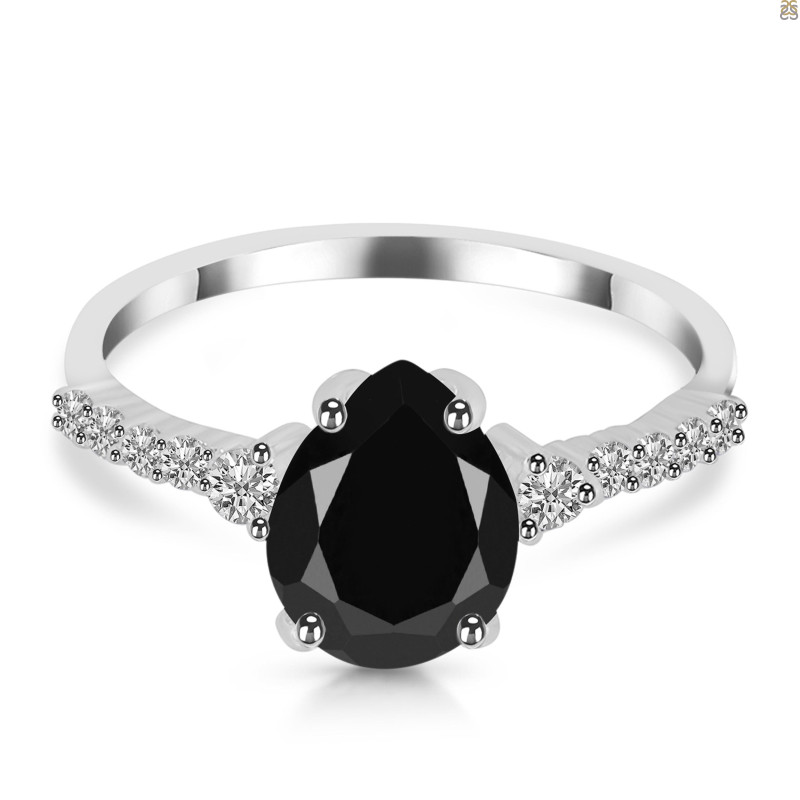 Black Tourmaline & White Topaz Ring BLS-RDR-3148.