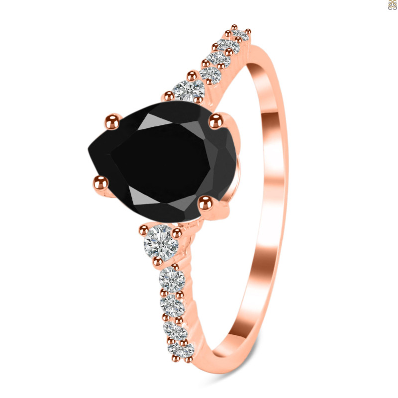 Black Tourmaline & White Topaz Ring BLS-RDR-3148.