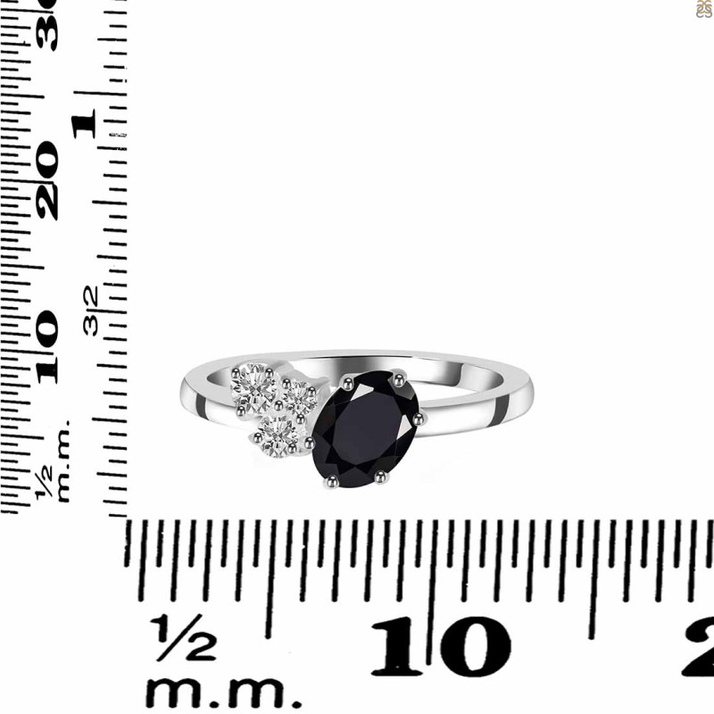 Black Tourmaline & White Topaz Ring BLS-RDR-3153.