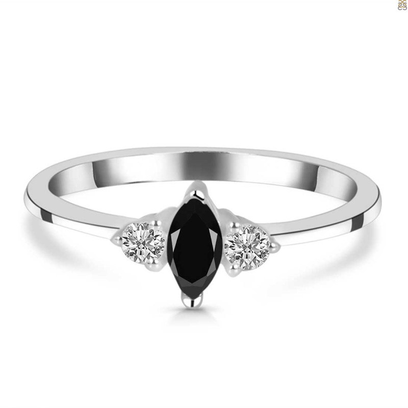 Black Tourmaline & White Topaz Ring BLS-RDR-3155.