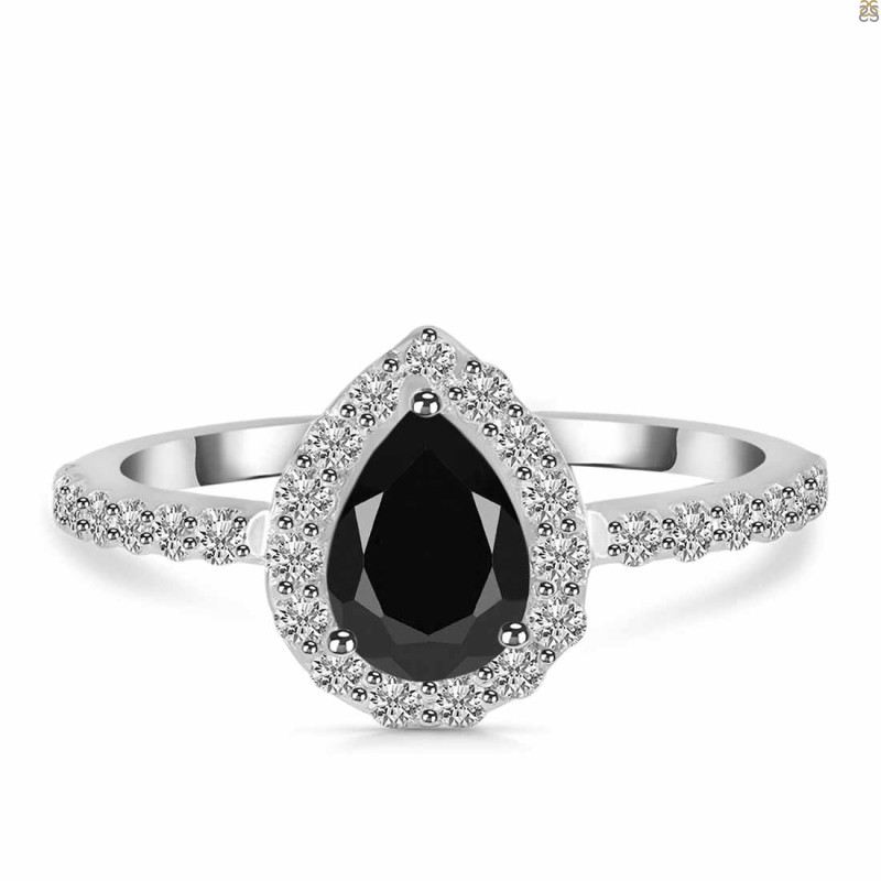 Black Tourmaline & White Topaz Ring BLS-RDR-3161.
