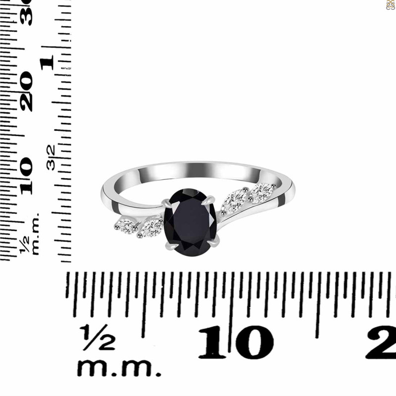 Black Tourmaline & White Topaz Ring BLS-RDR-3163.
