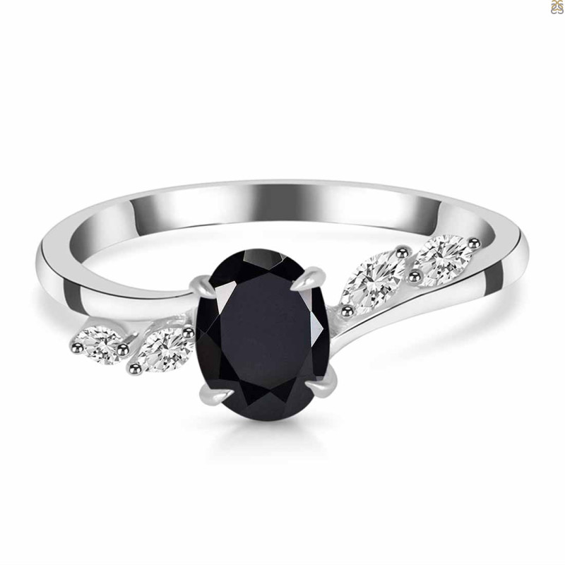Black Tourmaline & White Topaz Ring BLS-RDR-3163.