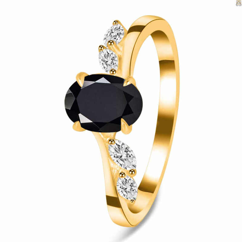 Black Tourmaline & White Topaz Ring BLS-RDR-3163.