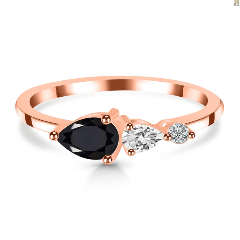 Black Tourmaline  & White Topaz Ring BLS-RDR-3238.