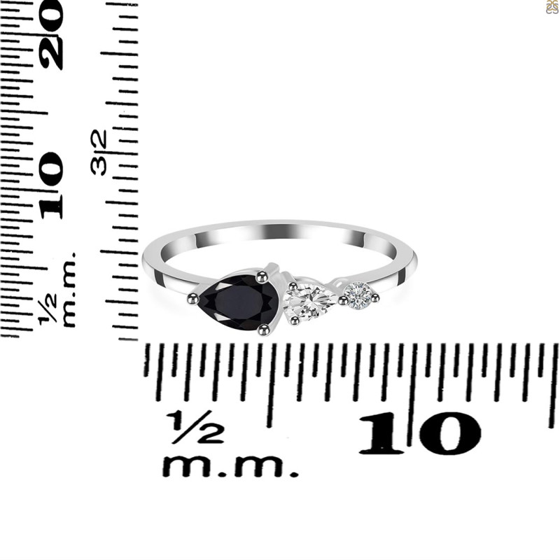 Black Tourmaline  & White Topaz Ring BLS-RDR-3238.