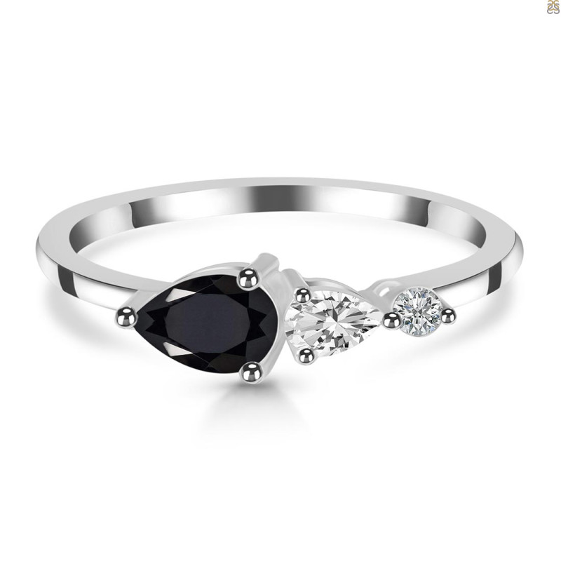 Black Tourmaline  & White Topaz Ring BLS-RDR-3238.