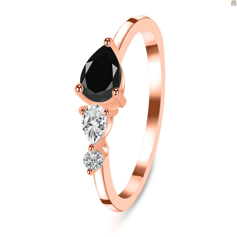 Black Tourmaline  & White Topaz Ring BLS-RDR-3238.