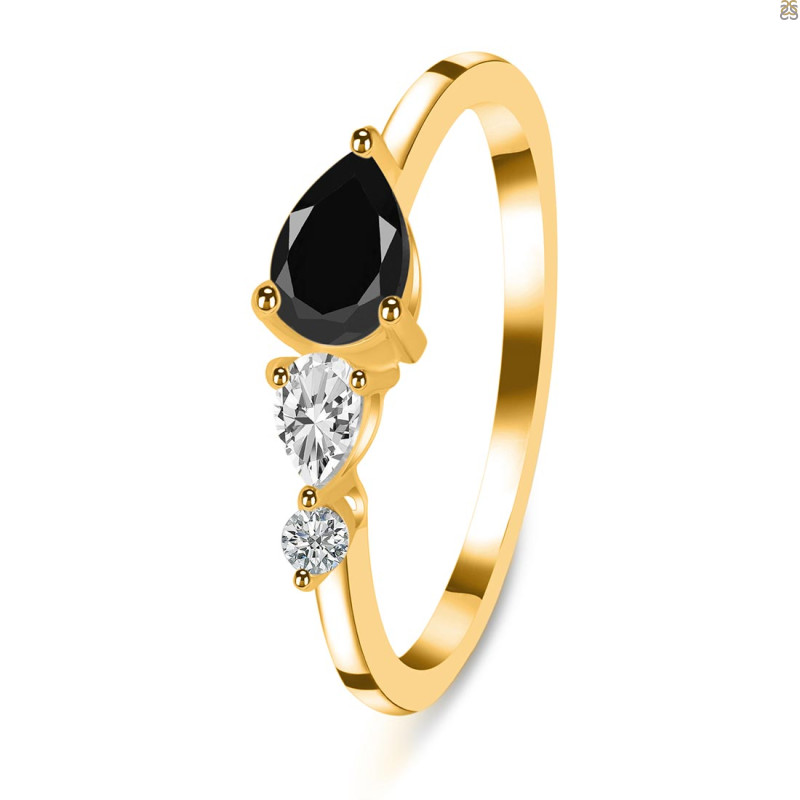 Black Tourmaline  & White Topaz Ring BLS-RDR-3238.