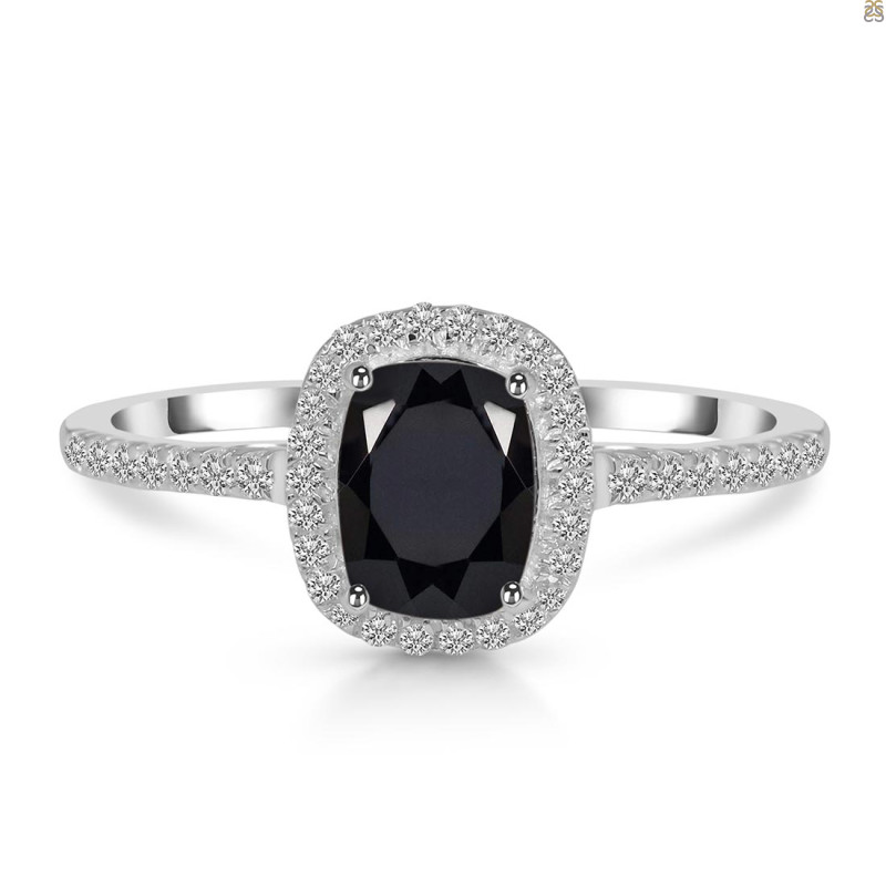 Black Tourmaline & White Topaz Ring BLS-RDR-3263.