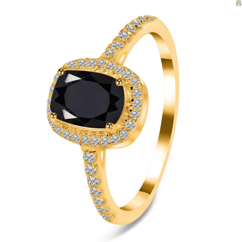 Black Tourmaline & White Topaz Ring BLS-RDR-3263.