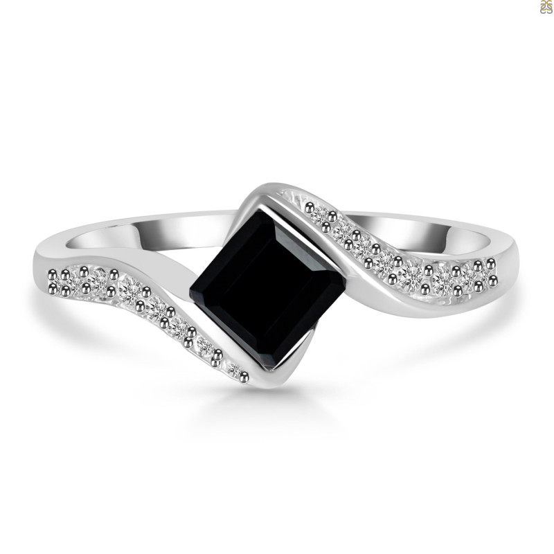 Black Tourmaline & White Topaz Ring BLS-RDR-346.