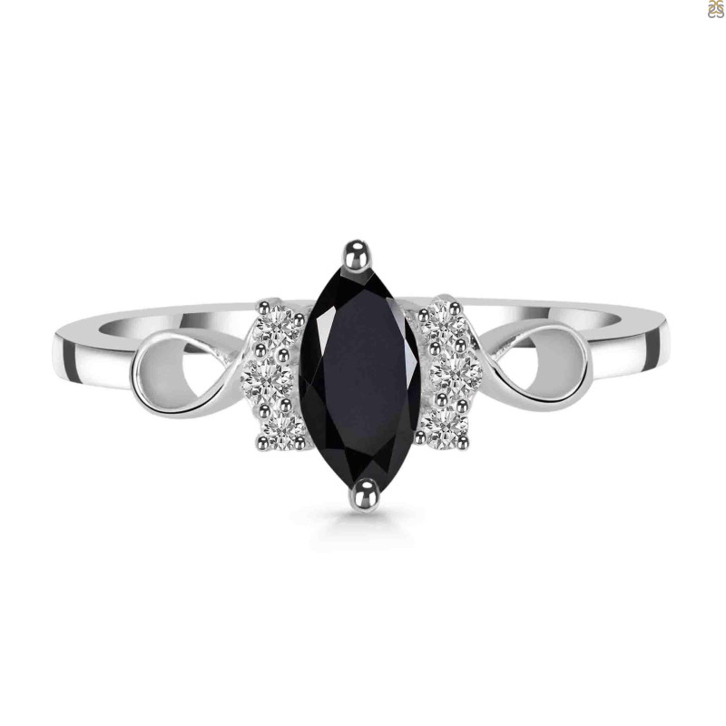 Black Tourmaline & White Topaz Ring BLS-RDR-349.