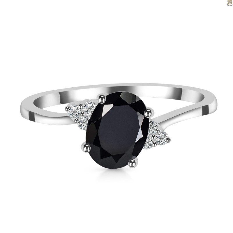 Black Tourmaline & White Topaz Ring BLS-RDR-351.