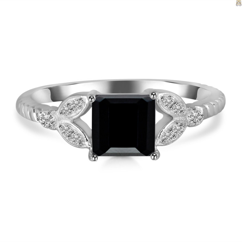 Black Tourmaline & White Topaz Ring BLS-RDR-353.