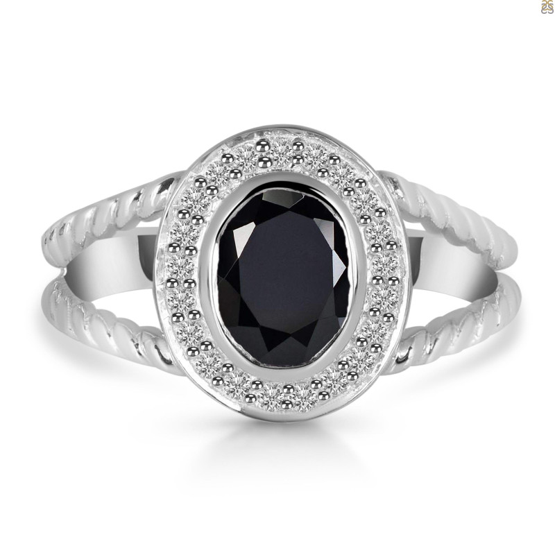 Black Tourmaline & White Topaz Ring BLS-RDR-359.
